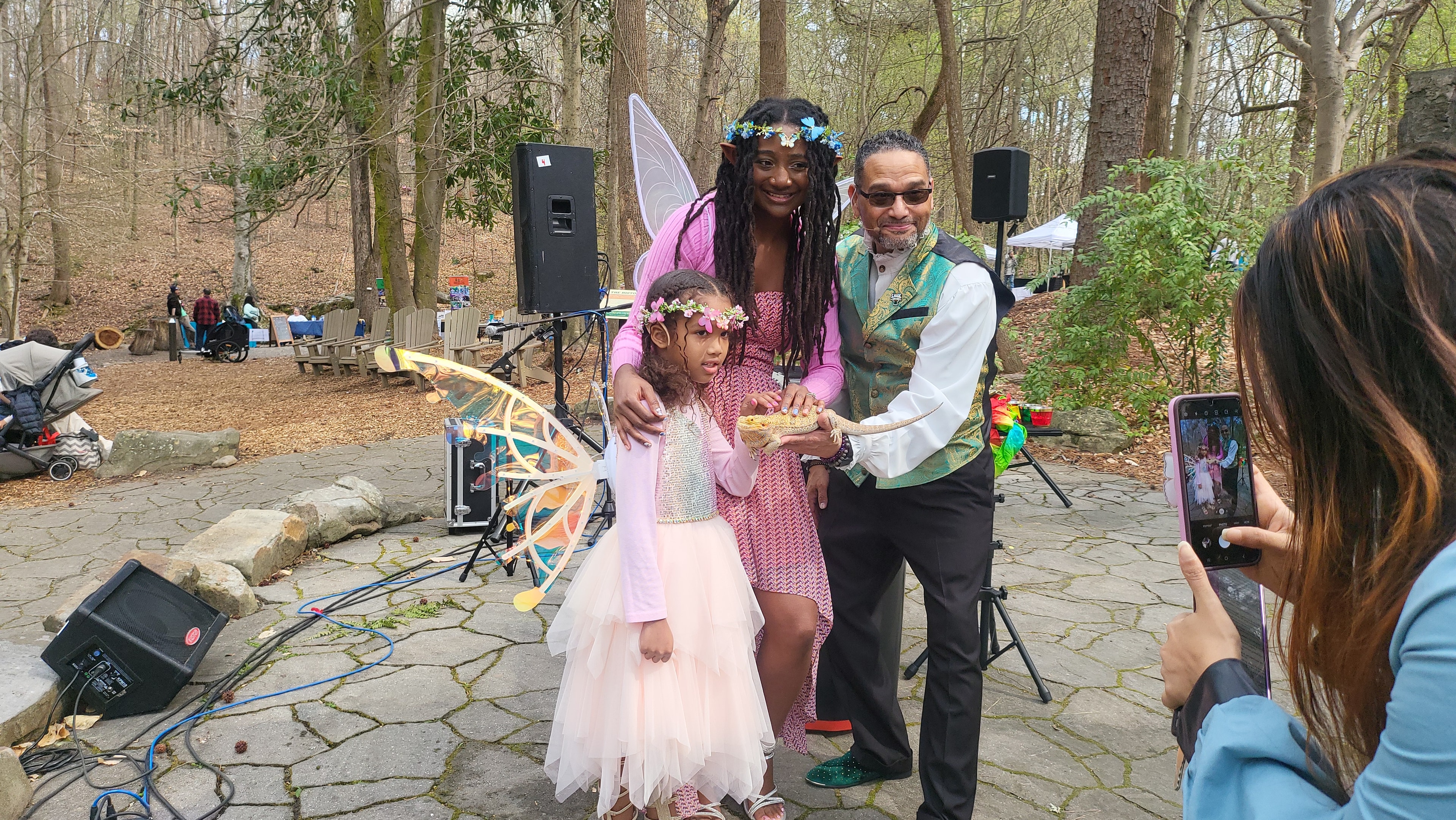 C. Magic performing with children at birthday party