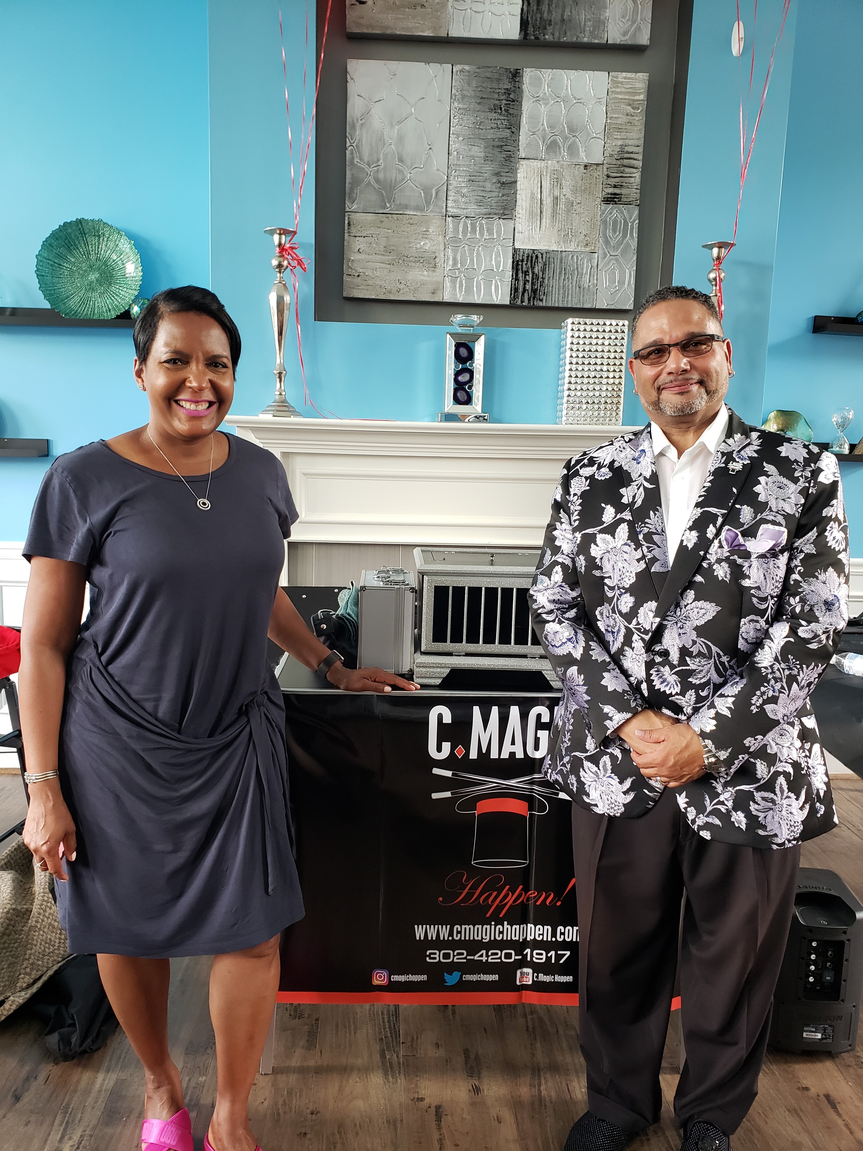C. Magic with guest at C. Magic Happen banner