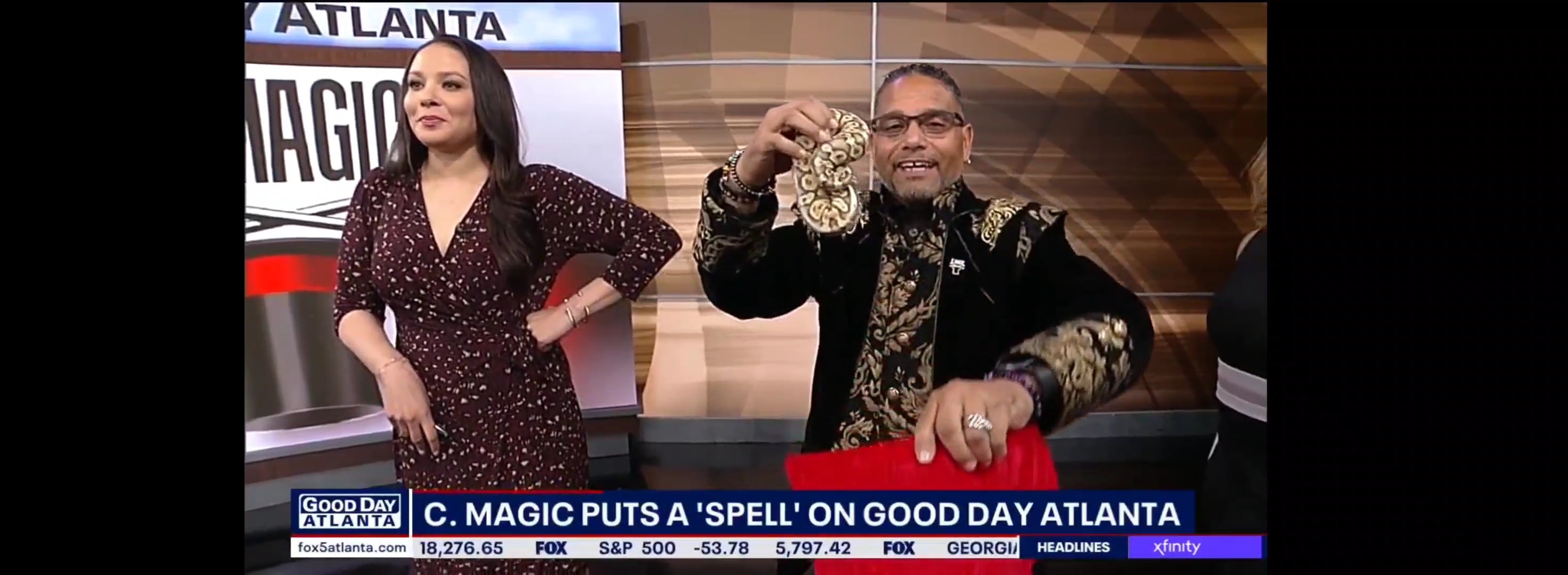 C. Magic on Good Day Atlanta Fox 5 with snake
