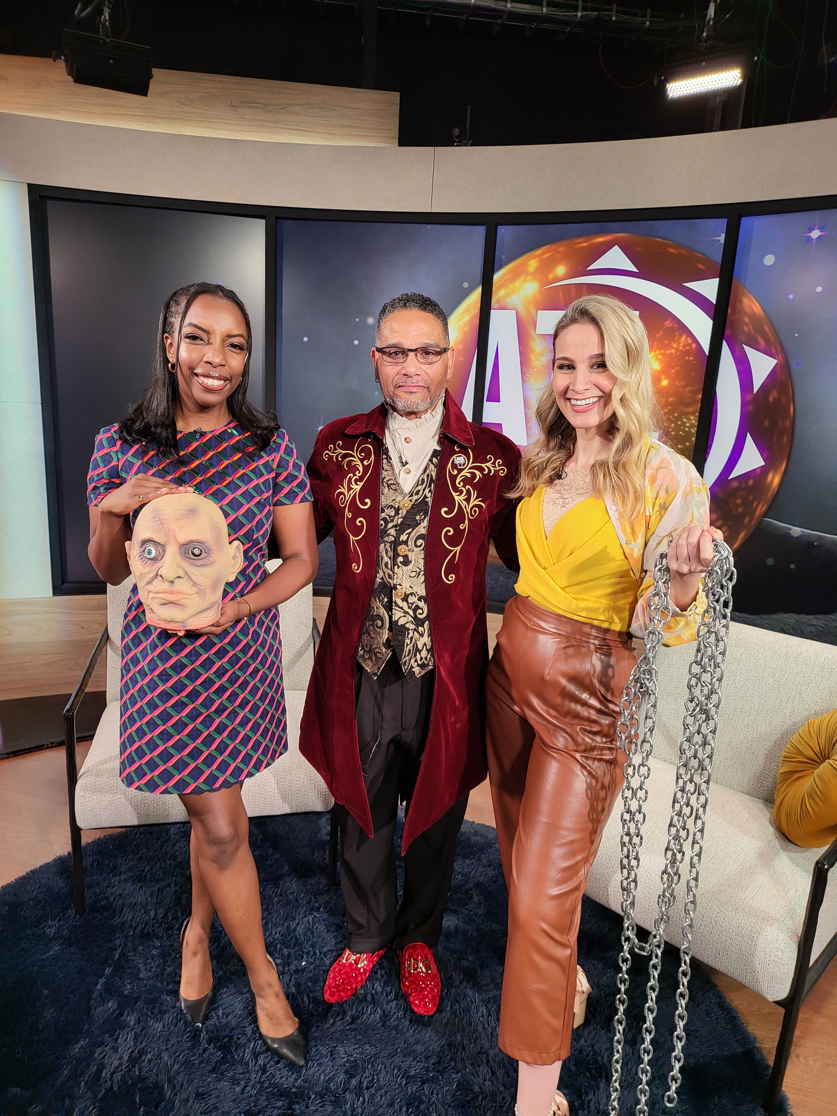C. Magic with three people in costume
