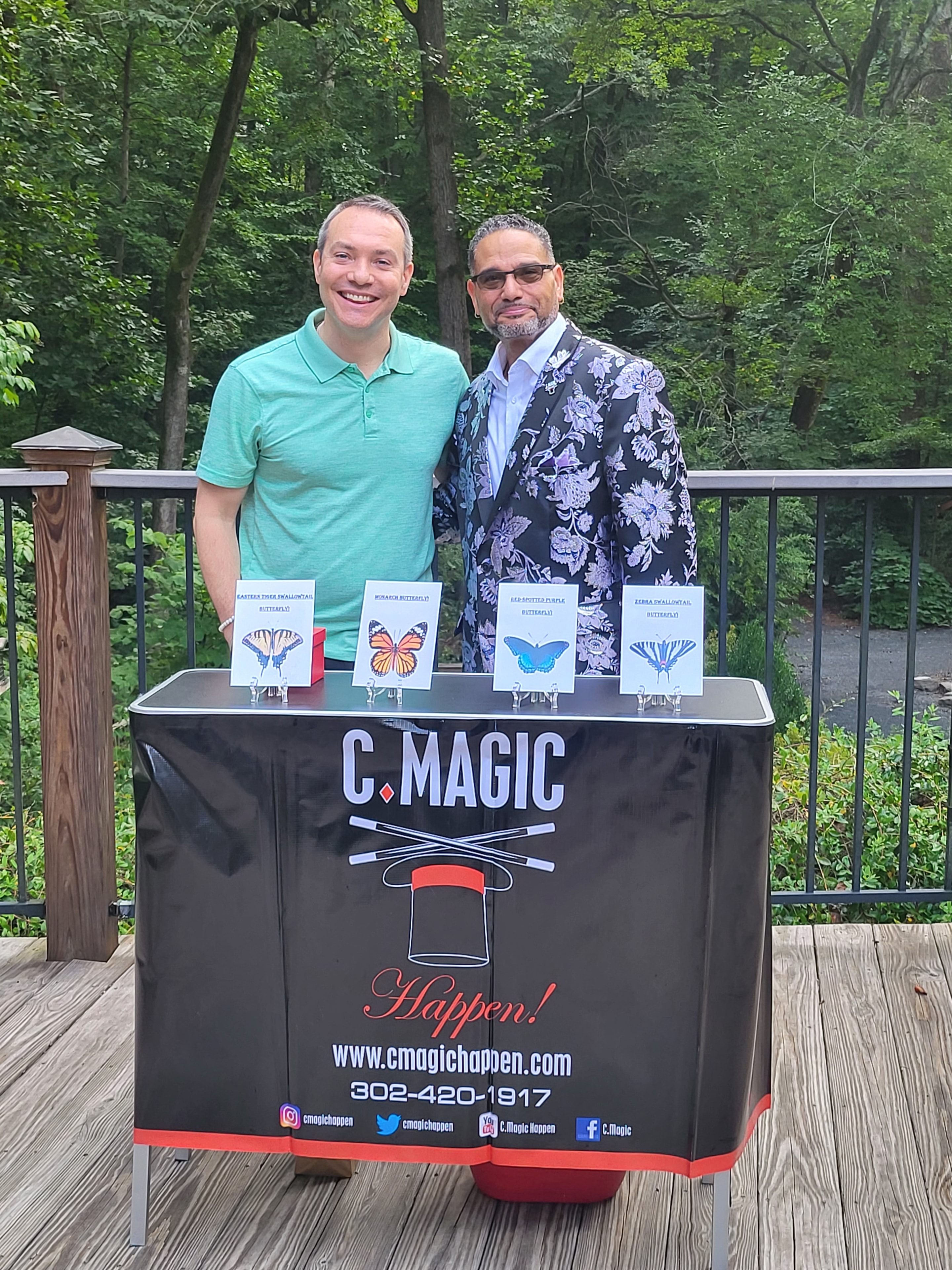 C. Magic at event booth with guests